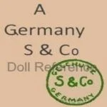 Swaine 1910+ Antique Bisque Dolls, Marks German 5 Swaine doll mark A Germany S & Co GESCHUTZT GERMANY S & Cº green ink stamp