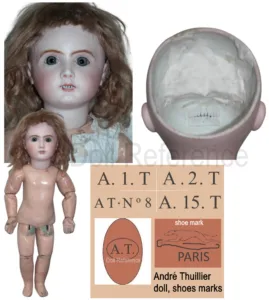 1880s Andre Thuillier bebe 18" doll mark AT 9