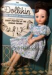 1958 Uneeda Dollikin doll blue and white print dress