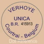 Austria or Belgium Doll Makers Doll Marks 15 Unica doll mark Verhoye Courtrai Belgium