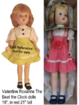 1952 Valentine Roxanne the Beat the clock doll 16-21" tall