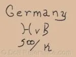 T-Z German Antique Doll Makers and Marks Information 3 Hermann Von Berg doll mark HvB 500 Germany