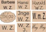 Wagner & Zetzsche doll mark Barbele WZ, Hansi WZ, Harald WZ, Helga WZ, Inge WZ, WmZ, WZ, WZI, Wag Wag.