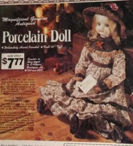 Walda 1970s+ Porcelain Dolls Identified 1 Readers Digest 1970s genuine porcelain antiqued doll ad