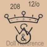 T-Z German Antique Doll Makers and Marks Information 6 Walther & Sohn doll mark 208 crown symbol W & S googly eye