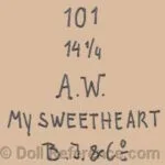 Adolf Wislizenus doll mark 101 AW My Sweetheart BI & Co Illfelder