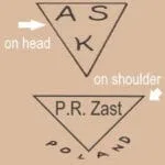 P.R. Zast doll mark ADK in triangle PR Zast Poland